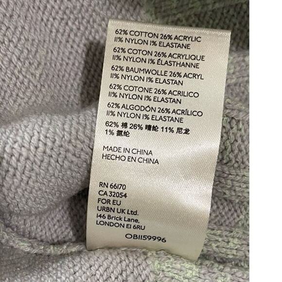 Free People‎ Street Fair Tunic Lime Grey Combo Oversized Sweater XS New - Picture 10 of 15